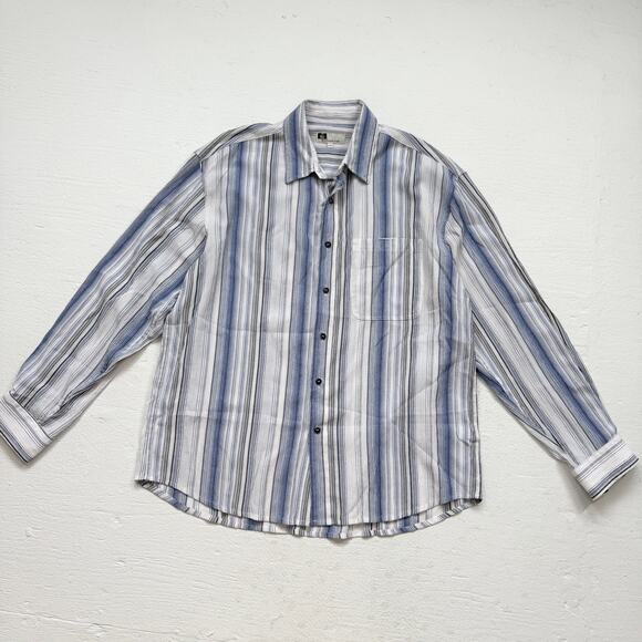 Tilley Striped Long Sleeve Button Up Shirt L Lightweight Textured Casual - Picture 1 of 7